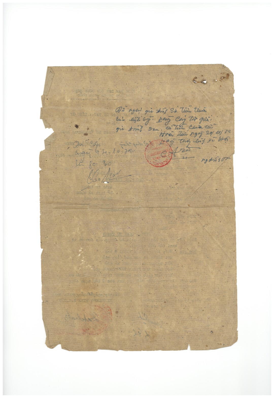 Giấy bàn giao di vật của liệt sĩ